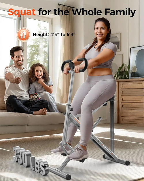 Squat Machine for Home,Rodeo Core Exercise Machine,330lbs Foldable,Adjustable 4 Resistance Bands,Ride & Rowing Machine for Botty