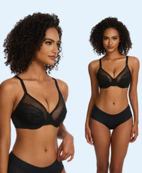 Lifting Lace Bras for Women Sheer Balconette Full Coverage Underwire Unlined Everyday Bras Lingerie