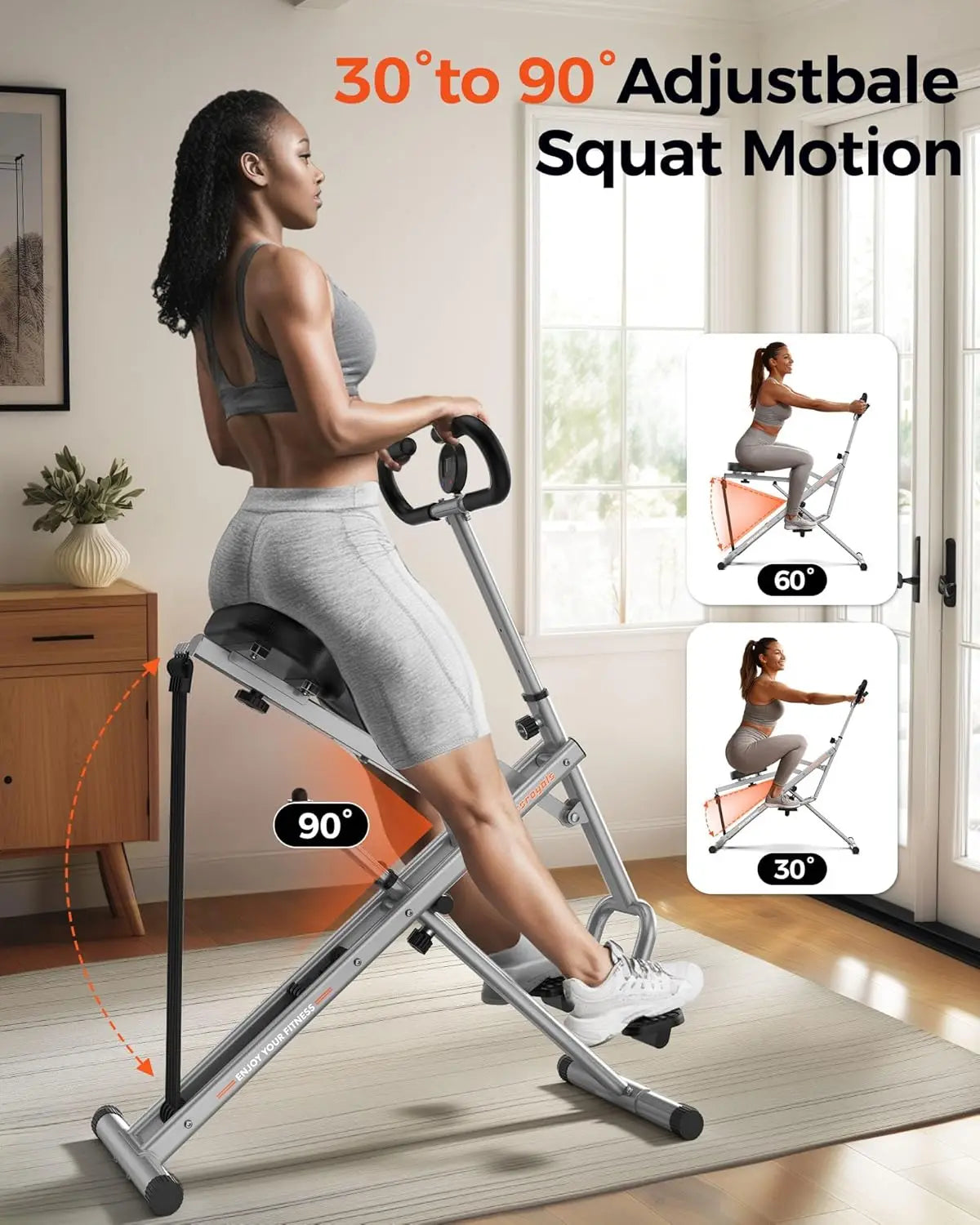 Squat Machine for Home,Rodeo Core Exercise Machine,330lbs Foldable,Adjustable 4 Resistance Bands,Ride & Rowing Machine for Botty