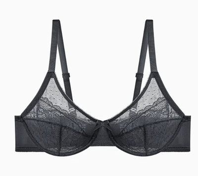 Lifting Lace Bras for Women Sheer Balconette Full Coverage Underwire Unlined Everyday Bras Lingerie