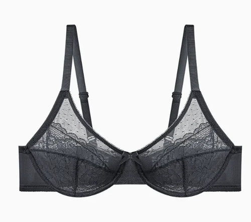 Lifting Lace Bras for Women Sheer Balconette Full Coverage Underwire Unlined Everyday Bras Lingerie