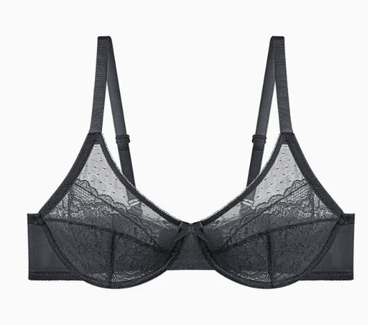 Lifting Lace Bras for Women Sheer Balconette Full Coverage Underwire Unlined Everyday Bras Lingerie
