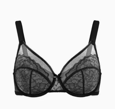 Lifting Lace Bras for Women Sheer Balconette Full Coverage Underwire Unlined Everyday Bras Lingerie