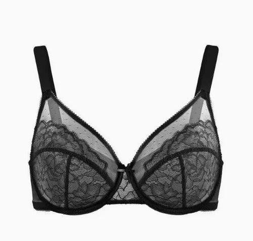 Lifting Lace Bras for Women Sheer Balconette Full Coverage Underwire Unlined Everyday Bras Lingerie