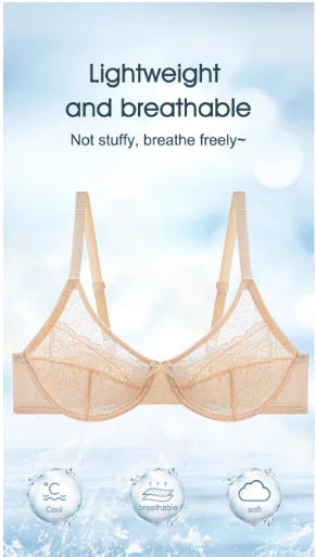 Lifting Lace Bras for Women Sheer Balconette Full Coverage Underwire Unlined Everyday Bras Lingerie