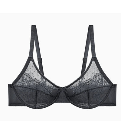 Lifting Lace Bras for Women Sheer Balconette Full Coverage Underwire Unlined Everyday Bras Lingerie