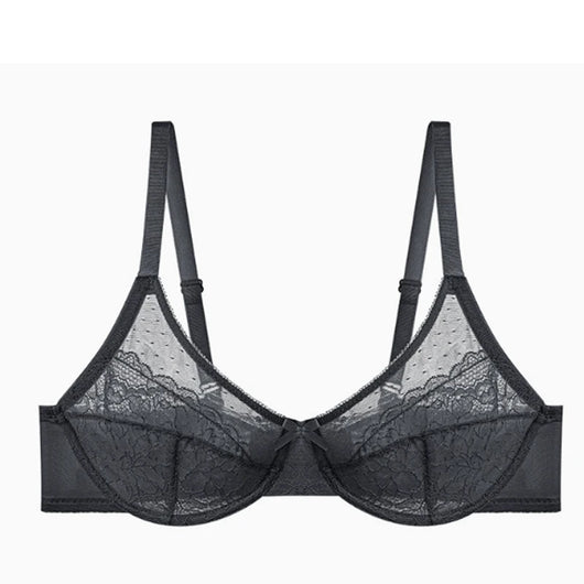 Lifting Lace Bras for Women Sheer Balconette Full Coverage Underwire Unlined Everyday Bras Lingerie